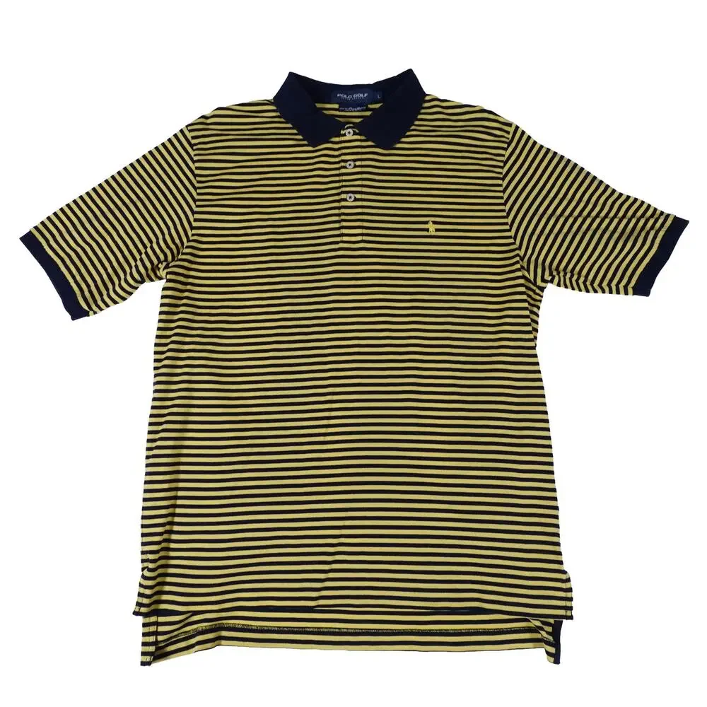 Ralph Lauren PIMA Cotton Vintage Striped Golf Polo Shirt Men's Large